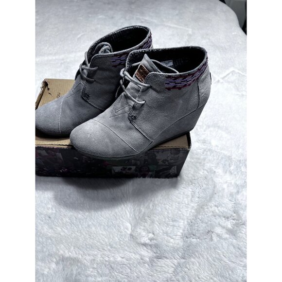 Toms desert wedge grey trim bootie women size 7 - Picture 2 of 7
